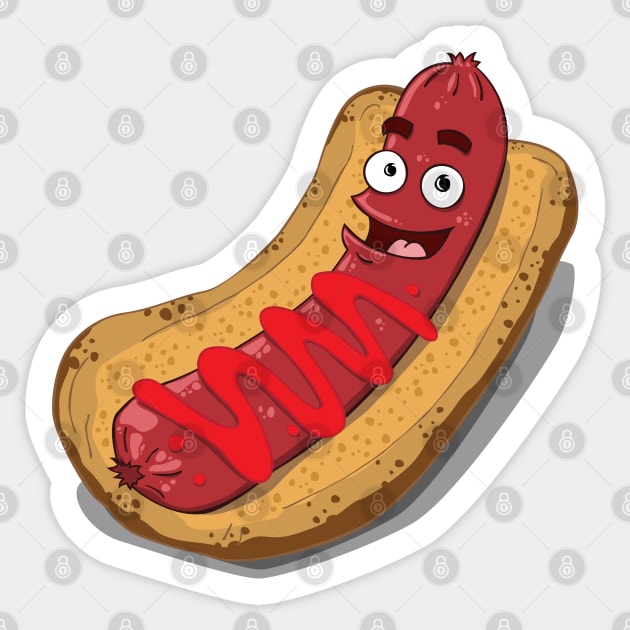 Hot Diggity Dog - with Ketchup Sticker by deancoledesign